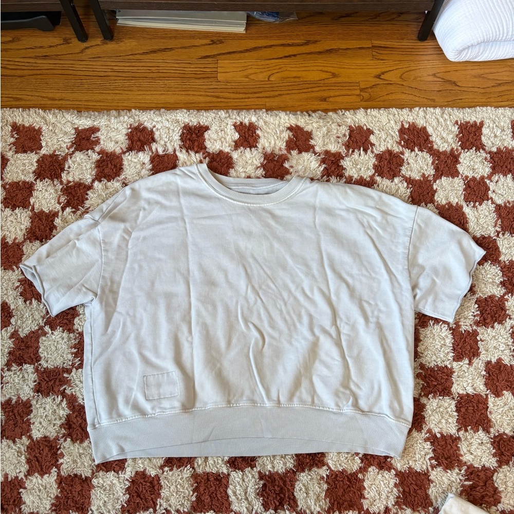 Daily Drills Light Blue Cropped Sleeve Crew in M/L
